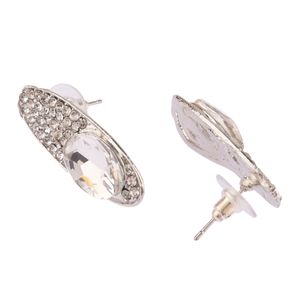 Joyería de boda india Collar de cristal de diamantes de imitación ovalado Fabricación tradicional nupcial Pendientes colgantes indios para mujeres, blanco - Product Image 6