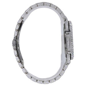 High Shine Square <b>Quartz</b> Movement Yellow Gold Band Glass Dial Iced Out Moissanite Diamond <b>Watch</b> - Product Image 4