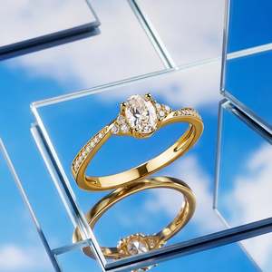 Jeulia Gold Bypass Oval Cut Cluster Engagement Ring-Classic Romantic Adjustable Inlay - Product Image 6
