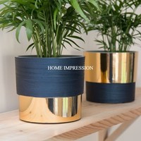 Pot Bunga Modern Berlapis Krom Aluminium untuk Sudut Rumah, Desain Terbaru, Tampilan Mewah, Buatan Tangan, Bunga Artifisial