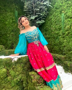 ชุดเดรสยาวแขนยาวผ้าชีฟองสไตล์ชาติพันธุ์อัฟกันสำหรับผู้หญิง  งานปักมือประณีต  ตกแต่งด้วยงานฝีมือ  เหมาะสำหรับงานปาร์ตี้และงานแต่งงาน - Product Image 4