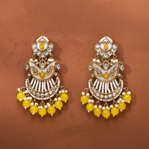 Pendientes de araña de moda occidental Indo inspirados en el diseñador famosos por su Chapado en madre perla y Mehndi - Product Image 1