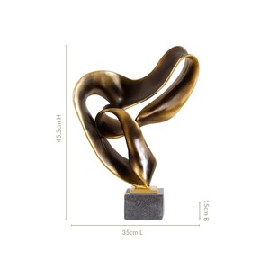 Sculpture abstraite en aluminium, statue d'art moderne, base carrée en pierre, durable, écologique, décoration de table, décoration de salon - Product Image 3