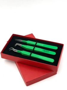 Pinzas para Pestañas de Acero Inoxidable de Doble Curvatura, Recubrimiento en Polvo Antimagnético y Antiestático, Duraderas y de Alta Calidad - Product Image 5