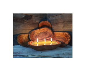 Bol à pâte en bois pour bougies Bol à pâte en bois de conception unique pour bougie chauffe-plat Bol à bougie en bois - Product Image 1