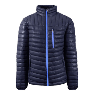 Premium Coated Puffer <b>Jacket</b> for <b>Men</b> with Stand Collar and Front Logo Autumn Breathable Windproof Casual Fit - Product Image 2