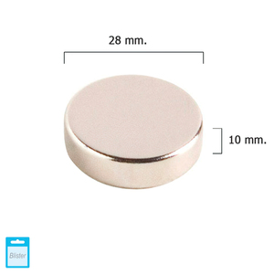 Magnete Rotondo al Neodimio Wolfpack O/ 28x10 mm. Confezione blister da 1 pezzo - Product Image 1