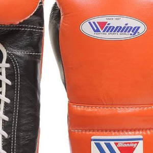 Gants de boxe à lacets Winning, orange, or, noir, cuir véritable, gants de boxe professionnels pour l'entraînement et les combats, construction durable - Product Image 5