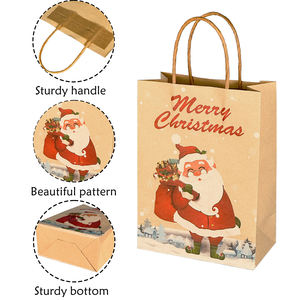 Wholesale <b>Brown</b> Kraft <b>Paper</b> <b>Gift</b> <b>Bags</b> with Handles for Candy Cookies Christmas Packaging - Product Image 2