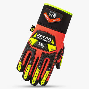 Gants d'impact robustes HI-VIZ SG-1212 paume en cuir synthétique doublure résistante aux coupures Gants de protection contre les chocs du revers TPR - Product Image 1