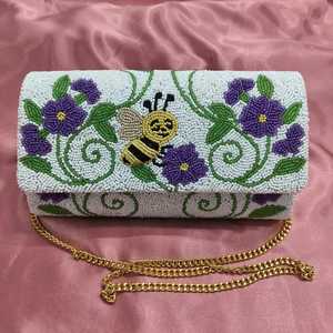 vLemon Beaded <b>Bag</b>, Purse Lemon Beaded Lemon <b>Clutch</b>, Yellow Lemon Summer Vacation Purse, Unique <b>White</b> Beaded <b>Clutch</b> Lemon - Product Image 2