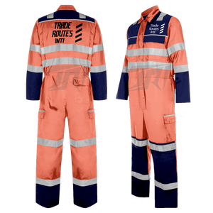 Conjunto de trabajo general de poliéster duradero personalizado, camisa de tripulación abotonada con babero, ropa de seguridad reflectante impermeable para trabajadores industriales - Product Image 3