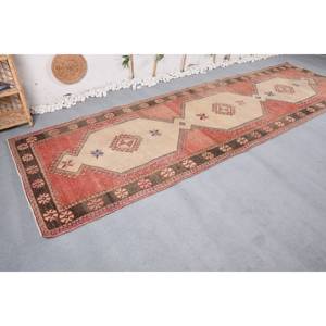 พรมตุรกีวินเทจคลาสสิกสีแดงสีเบจ4.2x13.8ft พื้นที่ขนาดใหญ่ขนแกะ kilim กับน้ำยางสนับสนุนรูปแบบการเย็บปะติดปะต่อกันสำหรับห้องโถงห้อง - Product Image 3