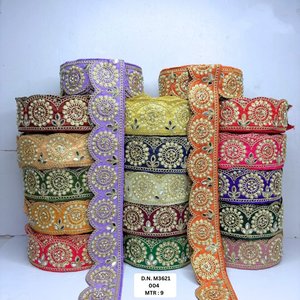 Dentelles brodées sur mesure avec des sequins fixés, design festonné, écologiques, vintage, florales, pour vêtements élégants, vêtements de mariée - Product Image 6