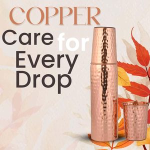 Botella de Cobre Puro Martillada a Mano con Diseño Hermético y Juego Ayurvédico de Botella de Agua Martillada de 950 ml sin Juntas y a Prueba de Fugas - Product Image 6