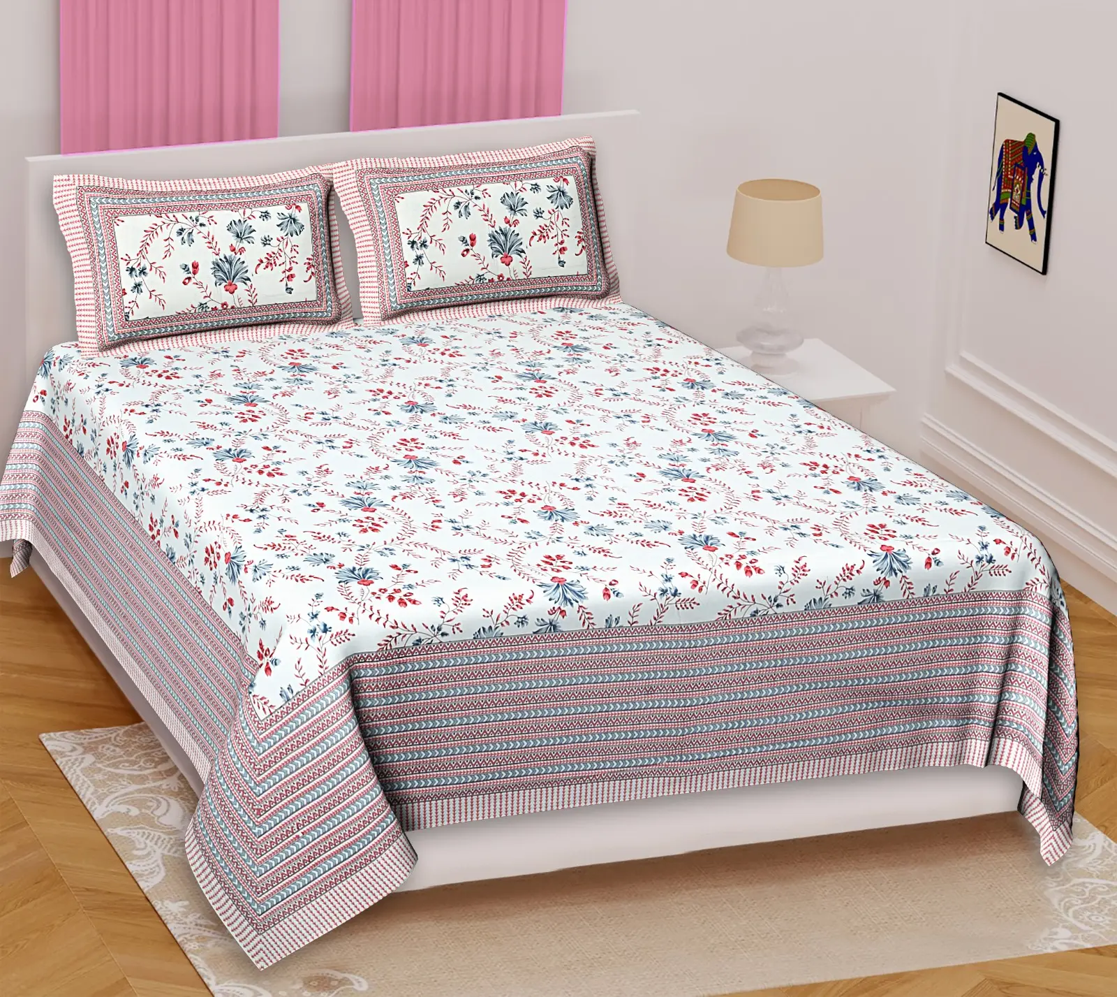 Best Quality Print Floral Bed Bedspread Set Manufactured From Rajasthan Queen Bedsheet Set Pillow Cover Set Bedsheets Boho Bed