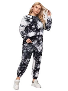 Conjunto Deportivo de Invierno para Mujer 100% Algodón, Pantalones Deportivos y Sudadera con Capucha, Estampado Tie Dye, Cortavientos, Transpirable, Personalizable - Product Image 3