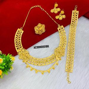Women's Classic Gold Plated Flower <b>Charm</b> Necklace Set with Box Chain 18inches | ALANKEET CREATIONS - Product Image 4