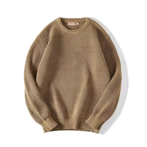 Suéter Clásico Informal de Gran Tamaño para Hombre, 100% Algodón, Tejido Waffle, Otoño, Secado Rápido, Transpirable, Estilo Vintage - Product Image 2