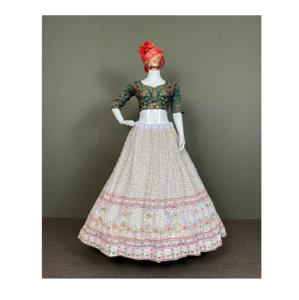 Designer Collection Broderie à Paillettes Lourdes Georgette Lehenga Choli Ensemble Traditionnel Indien Pakistanais Mariage Fête - Product Image 1