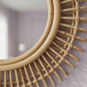 100% Handmade Sunburst Round Rattan Wall <b>Mirror</b> Decorative Boho Woven <b>Hanging</b> <b>Mirrors</b> For Home Hotel Living Room Decor Wholesale - Product Image 5