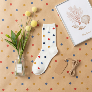 Chaussettes mi-mollet extensibles en tricot à motifs pour femme, pour usage décontracté, avec design breveté à points ajustés à 90 degrés, mélange de coton - Product Image 1