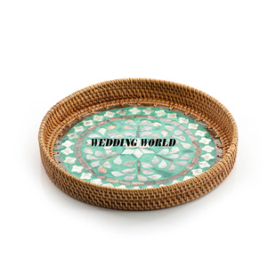 <b>Table</b> Decoration <b>Round</b> Shape Rattan Serving <b>Tray</b> Premium Quality Handmade Designer Platter Set Of Three Wholesale Rattan <b>Tray</b> - Product Image 3
