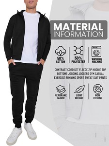 OEM de alta calidad con cremallera completa Sudadera con capucha y Jogger slim fit pantalón Sweatsuit Heavyweight hombres chándales - Product Image 3