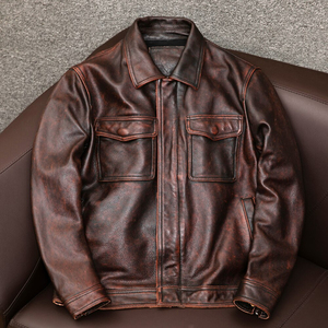 Veste en cuir teint en couleur pour hommes Personnalisez votre taille et votre couleur Vestes en cuir pour hommes - Product Image 3