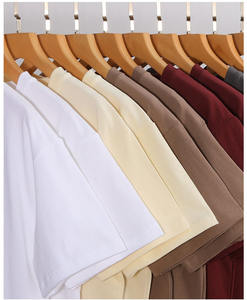 Camiseta de Color Sólido con Hombros Caídos, Corte Holgado, de Algodón Puro de Doble Hilo de 280 g, con Diseño Estampado y Bordado con Logotipo Personalizado OEM - Product Image 5