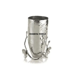 Jarrón de suelo de Metal hecho a mano de calidad superior diseño moderno decoración de boda ecológica tamaño personalizable decoración de oficina plata - Product Image 5