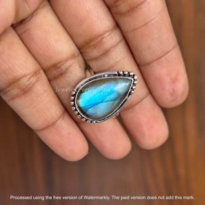 Anillos Finos de Plata de Ley 925 de Alta Calidad, Piedra Preciosa de Labradorita Original, Moissanita, Joyería de Fiesta de Boda para Mujer, Oro Rosa - Product Image 3