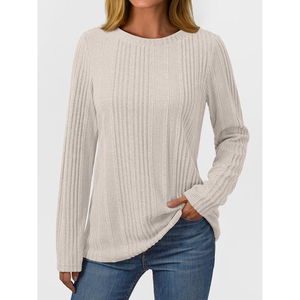 Tunique décontractée pour femmes pull à manches longues avec col rond coupe ample polaire légère 100% coton pour la saison d'hiver Logo avant - Product Image 5