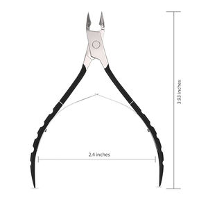 Pince à cuticules à poignée enduite noire 3.95 pouces lame tranchante Double joint à ressort pince à ongles en acier inoxydable allemand - Product Image 5