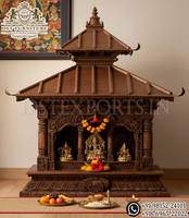 Templo Ashtalakshmi de Madera de Teca en Oferta, Mandir de Madera Elegante con Puertas, Templo Ashtalakshmi de Lujo Estilo Sureño Indio, EE. UU.