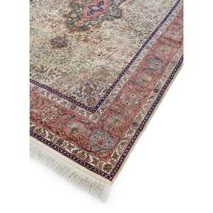 Aalam Hand Knotted Wool & <b>Silk</b> Rugs <b>Red</b> & Orange Medallion Rectangle Puzzle Patterns for Home for Living Room Hallway-Pae-4113 - Product Image 2