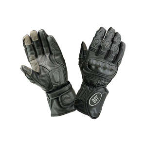 Gants de moto en cuir avec protection des jointures rigides, paume antidérapante et fonction tactile pour homme – Équipement moto - Product Image 1