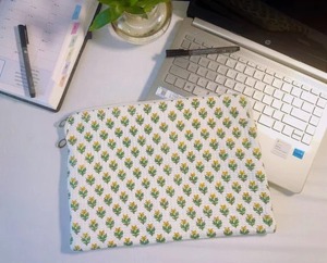 Handmade Quilted Cotton Laptop Sleeve Floral Block Print Vintage Business Lightweight Waterproof Eco-Friendly Protective <b>Cover</b> - Product Image 1