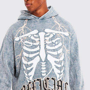 เสื้อมีฮู้ดสำหรับผู้ชายผ้าซักกรดแบบสวมหัวมีฮู้ดผ้าฝ้ายผสมกรดเสื้อมีฮู้ดสำหรับผู้ชายโลโก้ที่กำหนดเอง - Product Image 6