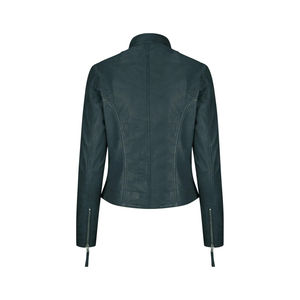 Women's Windproof <b>Genuine</b> Leather Jacket - Sheepskin Washed Technique - Cotton-Filled Winter Jacket with Zipper - Product Image 3
