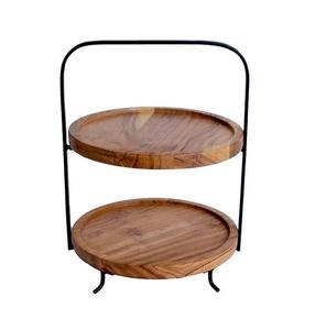 Venta caliente Soporte de pastel de madera Redondo de alta calidad Pedestal de postre rústico Bandeja de servicio Bandeja de pastelería de exhibición de pastel de cumpleaños. - Product Image 3