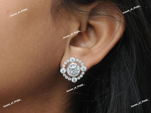ต่างหูเงินทรงกลมประดับเพชรโมอิสซาไนต์หรูหรา ระยิบระยับ เหมาะสำหรับงานแต่งงาน งานเลี้ยง สไตล์คลาสสิก - Product Image 2