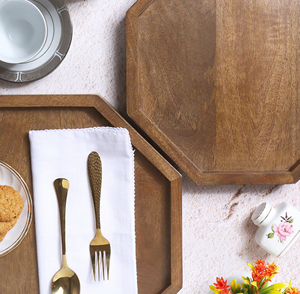 Handmade <b>Large</b> Natural Solid Mango Wood Serving <b>Tray</b> Rustic Style for Sushi Fruit Dessert Coffee Decorative Storage - Product Image 1