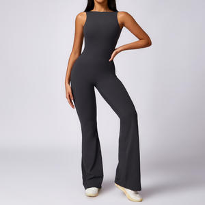 Sleeveless <b>romper</b> With Loose Leg One Piece Tummy Control Jumpsuit With Back Hole <b>Rompers</b> Sports Workout Playsuits - Product Image 1