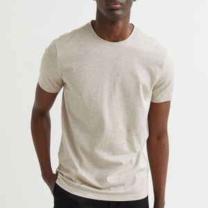 Algodón puro Color liso Venta al por mayor Camiseta de cuello redondo personalizada - Product Image 1