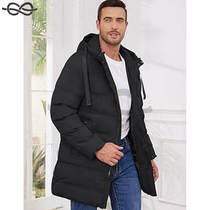 Veste matelassée d'hiver pour homme Manteau long zippé à capuche Veste matelassée chaude avec poches pour la protection contre le froid - Product Image 4