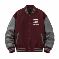 Veste universitaire d'hiver respirante haut de gamme avec logo personnalisé et patch chenille sur le devant, vente en gros