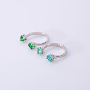 Bague réglable en argent sterling 925, design luxueux en forme de cœur, pierre de zircon Paraiba, pour mariage et fête, bijoux fins faits à la main - Product Image 4