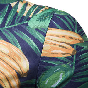 <b>Men's</b> Performance Polo <b>Shirt</b> | <b>Navy</b> <b>Blue</b> Banana & Tropical Leaf Sublimation Print | Breathable Artistic Summer Sportswear Top - Product Image 4