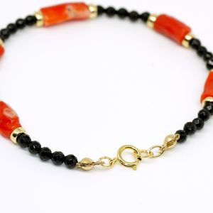 Pulsera DE CUENTAS DE CORAL ROJO natural de moda para aniversario Joyería de moda para ocasiones especiales - Product Image 4